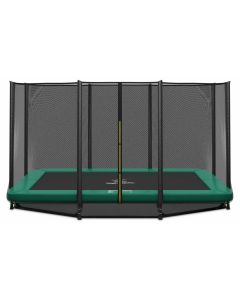Rechteckige Bodentrampolin Magic Circle Pro 244x366 cm Grün mit sicherheitsnetz